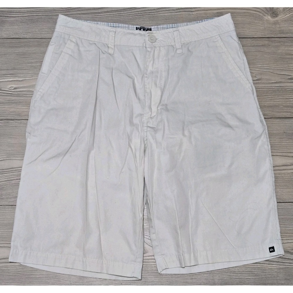 Quiksilver Board Shorts Mens 32 Tan Beige Surf Baggy 10" Inseam Quicksilver